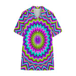 Dizzy Circle Moving Optical Illusion Cotton Hawaiian Shirt