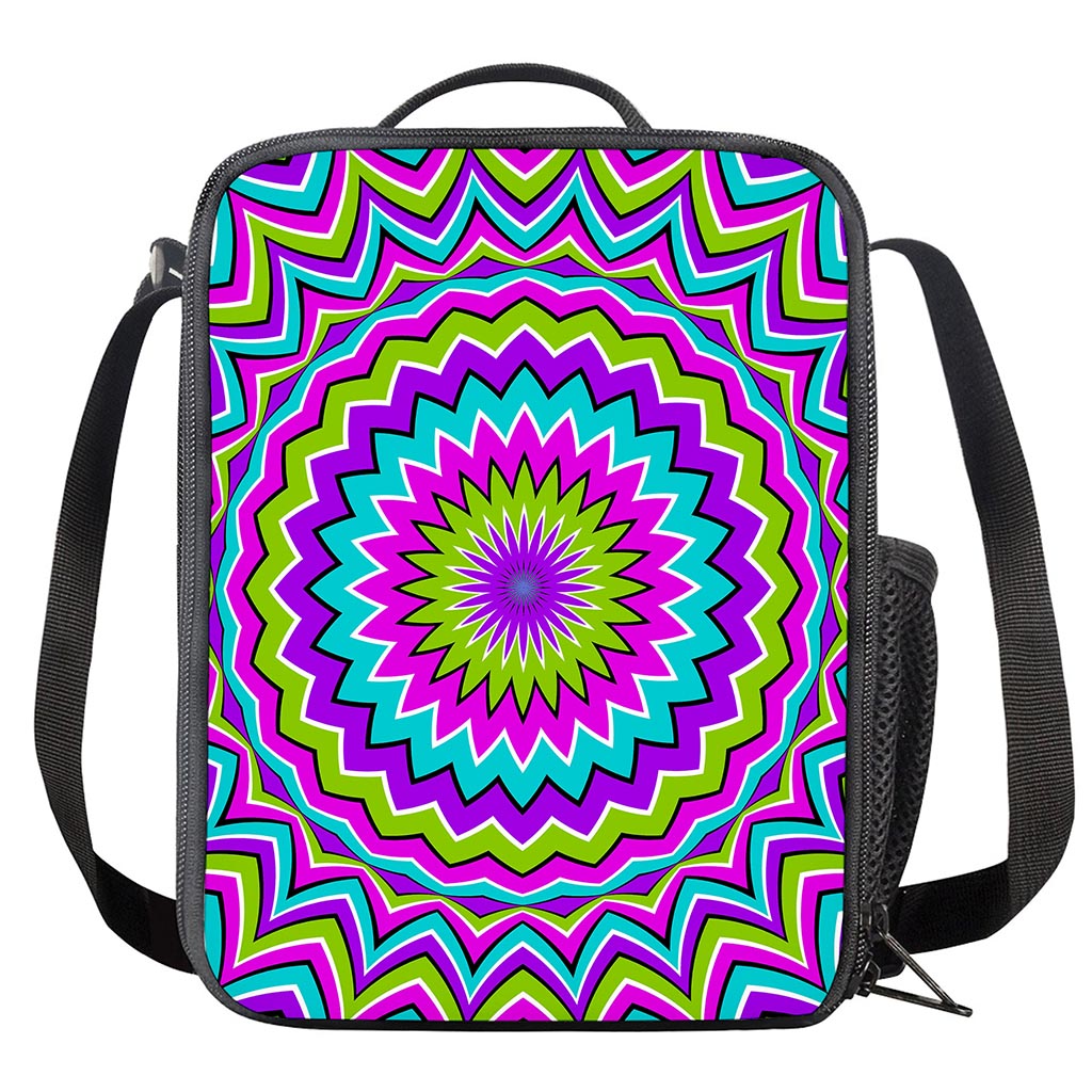 Dizzy Circle Moving Optical Illusion Crossbody Lunch Bag