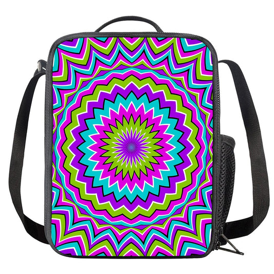 Dizzy Circle Moving Optical Illusion Crossbody Lunch Bag