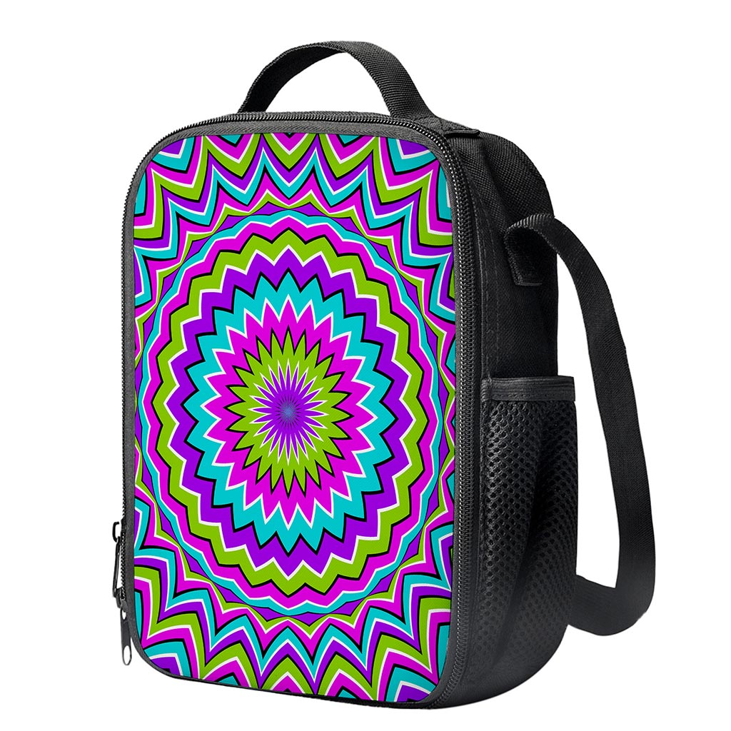 Dizzy Circle Moving Optical Illusion Crossbody Lunch Bag
