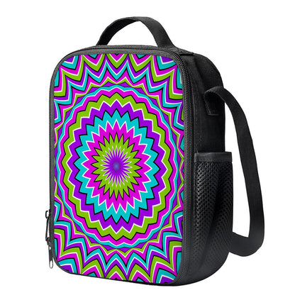 Dizzy Circle Moving Optical Illusion Crossbody Lunch Bag