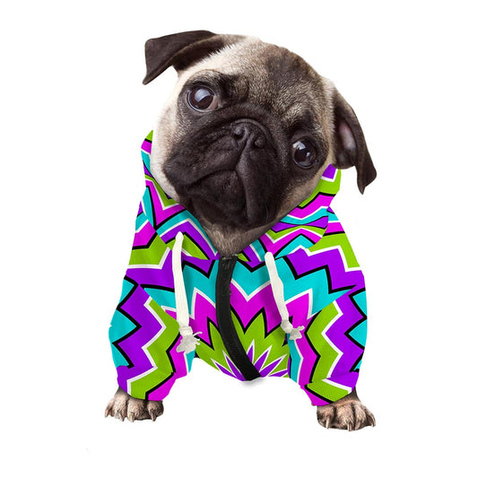 Dizzy Circle Moving Optical Illusion Dog Zip Up Hoodie