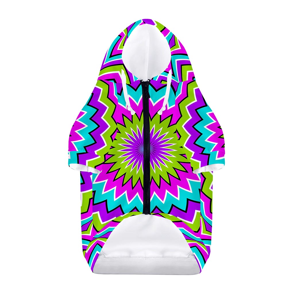 Dizzy Circle Moving Optical Illusion Dog Zip Up Hoodie