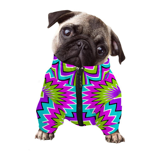 Dizzy Circle Moving Optical Illusion Dog Zip Up Jacket