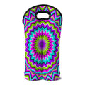 Dizzy Circle Moving Optical Illusion Double Neoprene Wine Tote