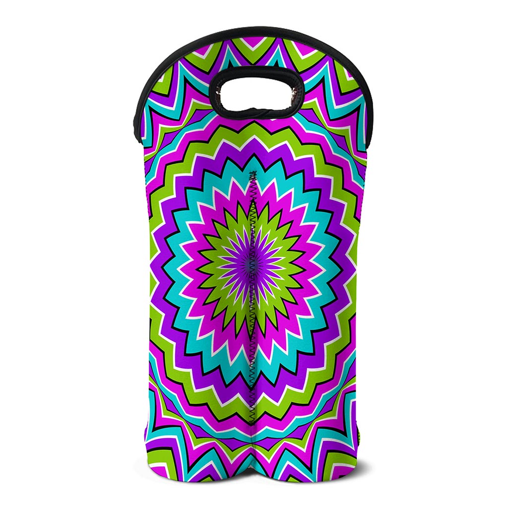 Dizzy Circle Moving Optical Illusion Double Neoprene Wine Tote