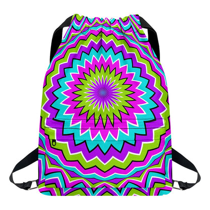 Dizzy Circle Moving Optical Illusion Drawstring Backpack