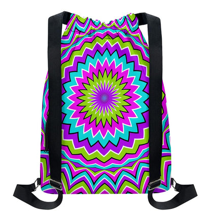 Dizzy Circle Moving Optical Illusion Drawstring Backpack