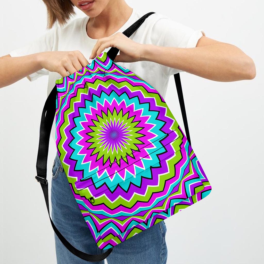 Dizzy Circle Moving Optical Illusion Drawstring Backpack