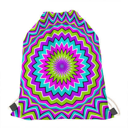 Dizzy Circle Moving Optical Illusion Drawstring Bag
