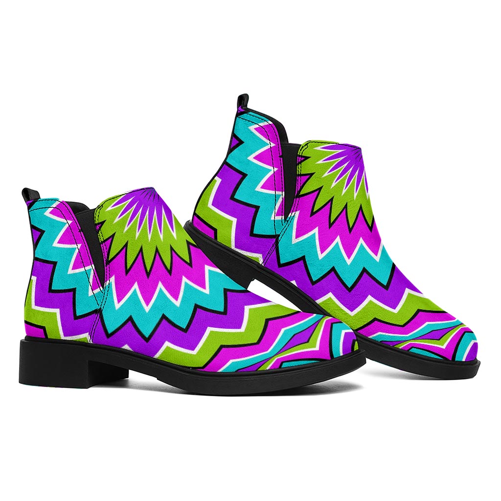 Dizzy Circle Moving Optical Illusion Flat Ankle Boots