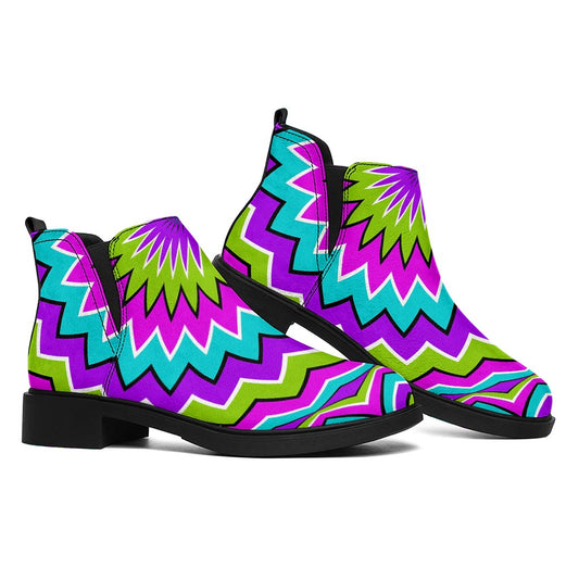 Dizzy Circle Moving Optical Illusion Flat Ankle Boots