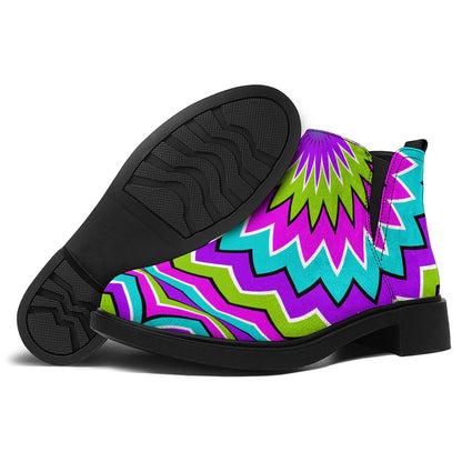 Dizzy Circle Moving Optical Illusion Flat Ankle Boots