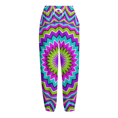 Dizzy Circle Moving Optical Illusion Fleece Lined Knit Pants