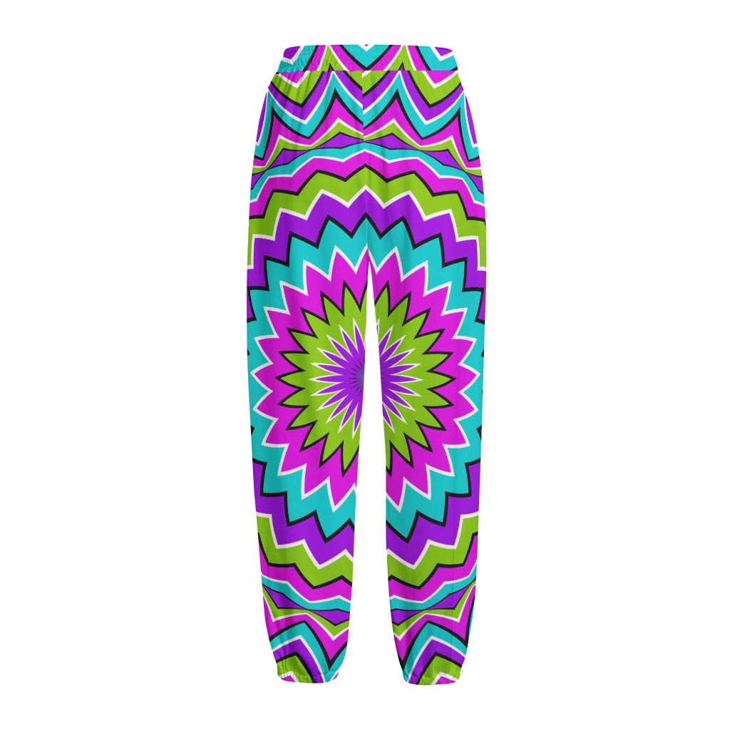 Dizzy Circle Moving Optical Illusion Fleece Lined Knit Pants