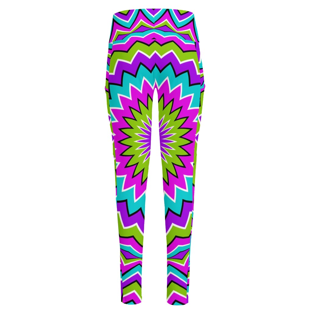 Dizzy Circle Moving Optical Illusion High-Waisted Pocket Leggings