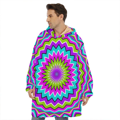 Dizzy Circle Moving Optical Illusion Hoodie Blanket