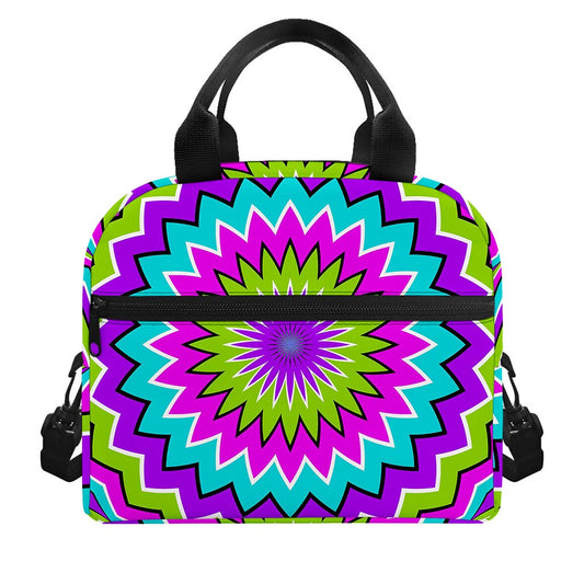 Dizzy Circle Moving Optical Illusion Insulated Lunch Bag