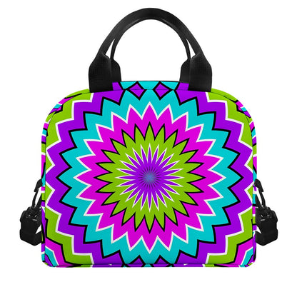 Dizzy Circle Moving Optical Illusion Insulated Lunch Bag