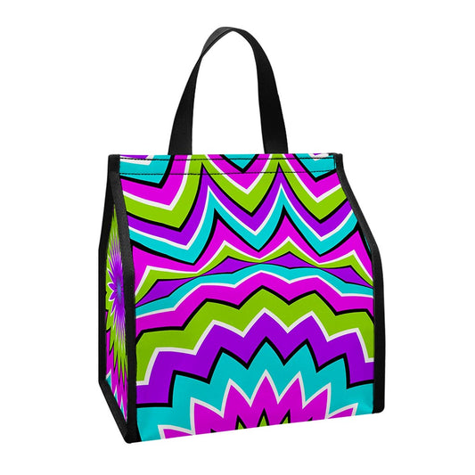 Dizzy Circle Moving Optical Illusion Insulated Lunch Tote