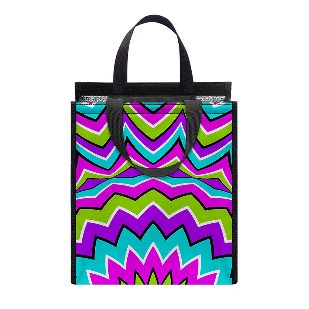 Dizzy Circle Moving Optical Illusion Insulated Lunch Tote