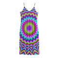 Dizzy Circle Moving Optical Illusion Jersey Midi Cami Dress