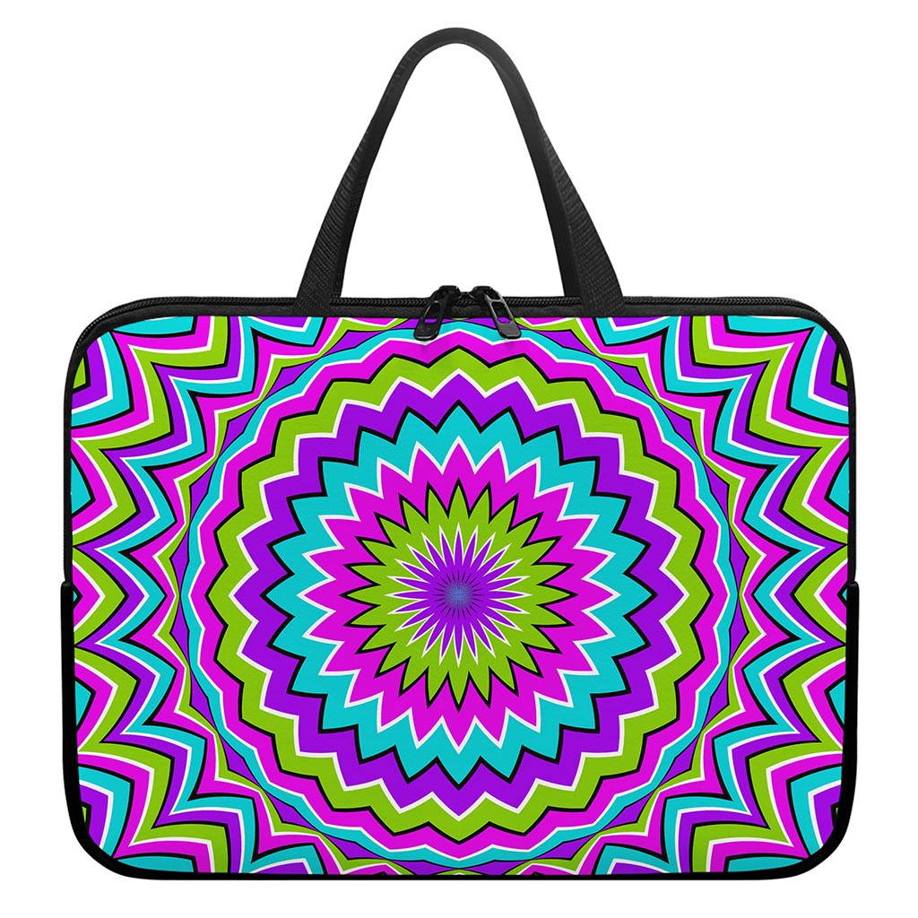 Dizzy Circle Moving Optical Illusion Laptop Sleeve With Handle