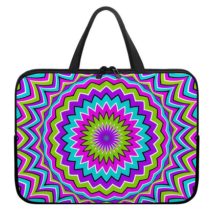 Dizzy Circle Moving Optical Illusion Laptop Sleeve With Handle