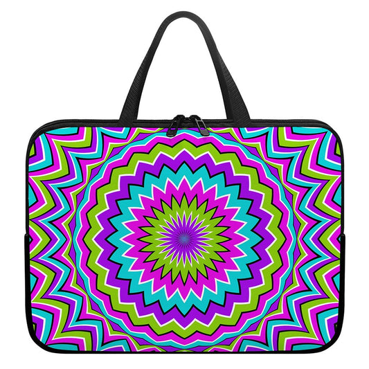 Dizzy Circle Moving Optical Illusion Laptop Sleeve With Handle
