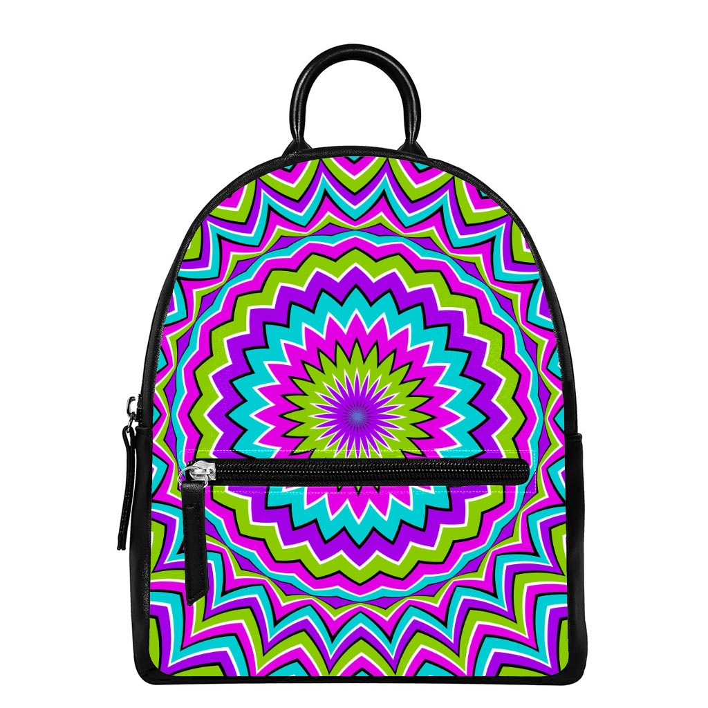 Dizzy Circle Moving Optical Illusion Leather Backpack