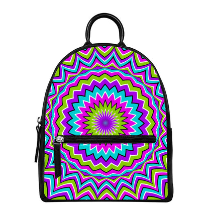Dizzy Circle Moving Optical Illusion Leather Backpack