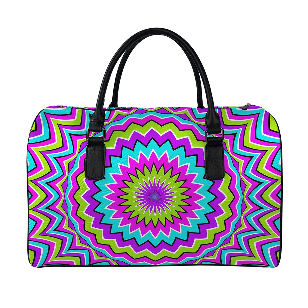 Dizzy Circle Moving Optical Illusion Leather Duffle Bag