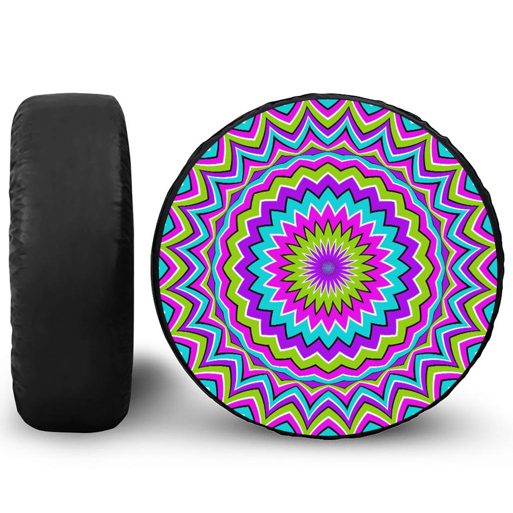 Dizzy Circle Moving Optical Illusion Leather Spare Tire Cover