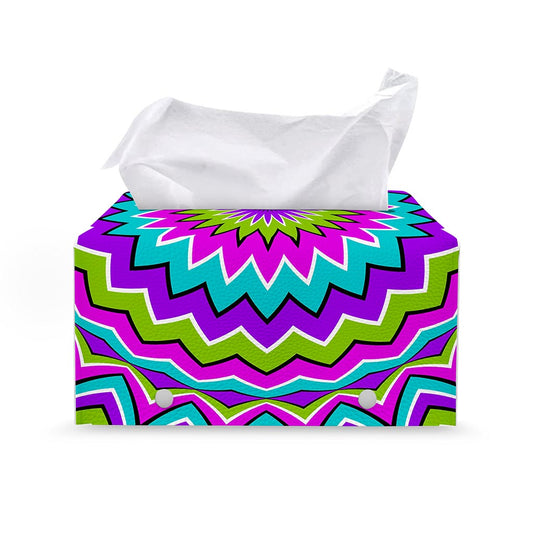 Dizzy Circle Moving Optical Illusion Leather Tissue Box Cover