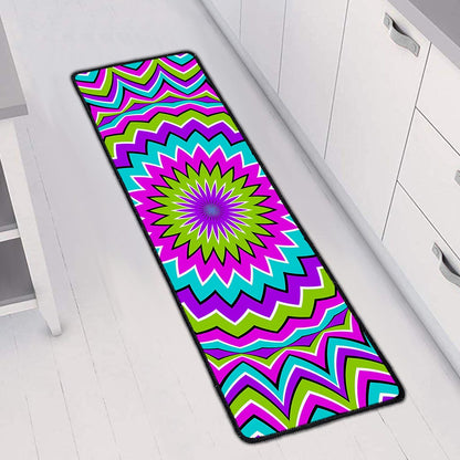 Dizzy Circle Moving Optical Illusion Long Kitchen Mat