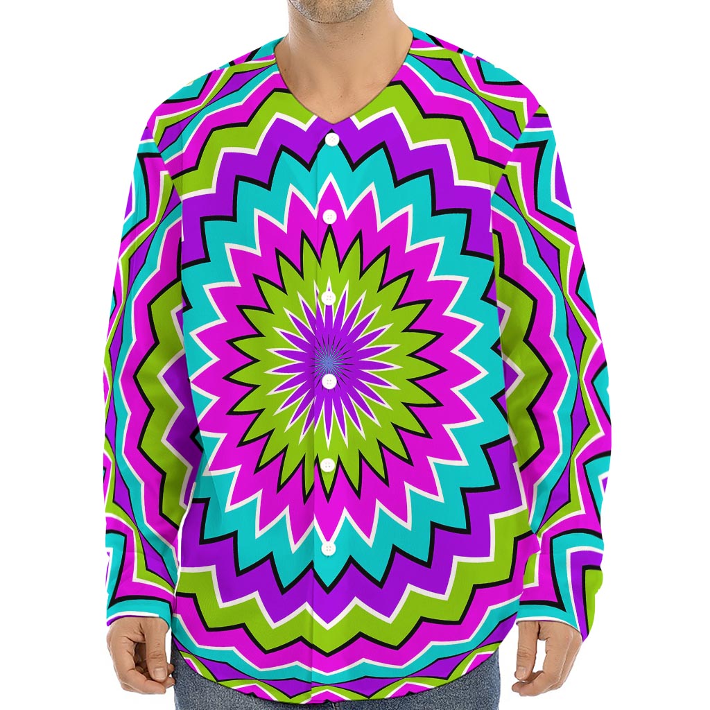 Dizzy Circle Moving Optical Illusion Long Sleeve Baseball Jersey