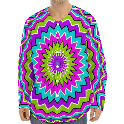Dizzy Circle Moving Optical Illusion Long Sleeve Baseball Jersey