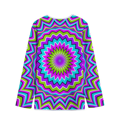 Dizzy Circle Moving Optical Illusion Long Sleeve Short Coat