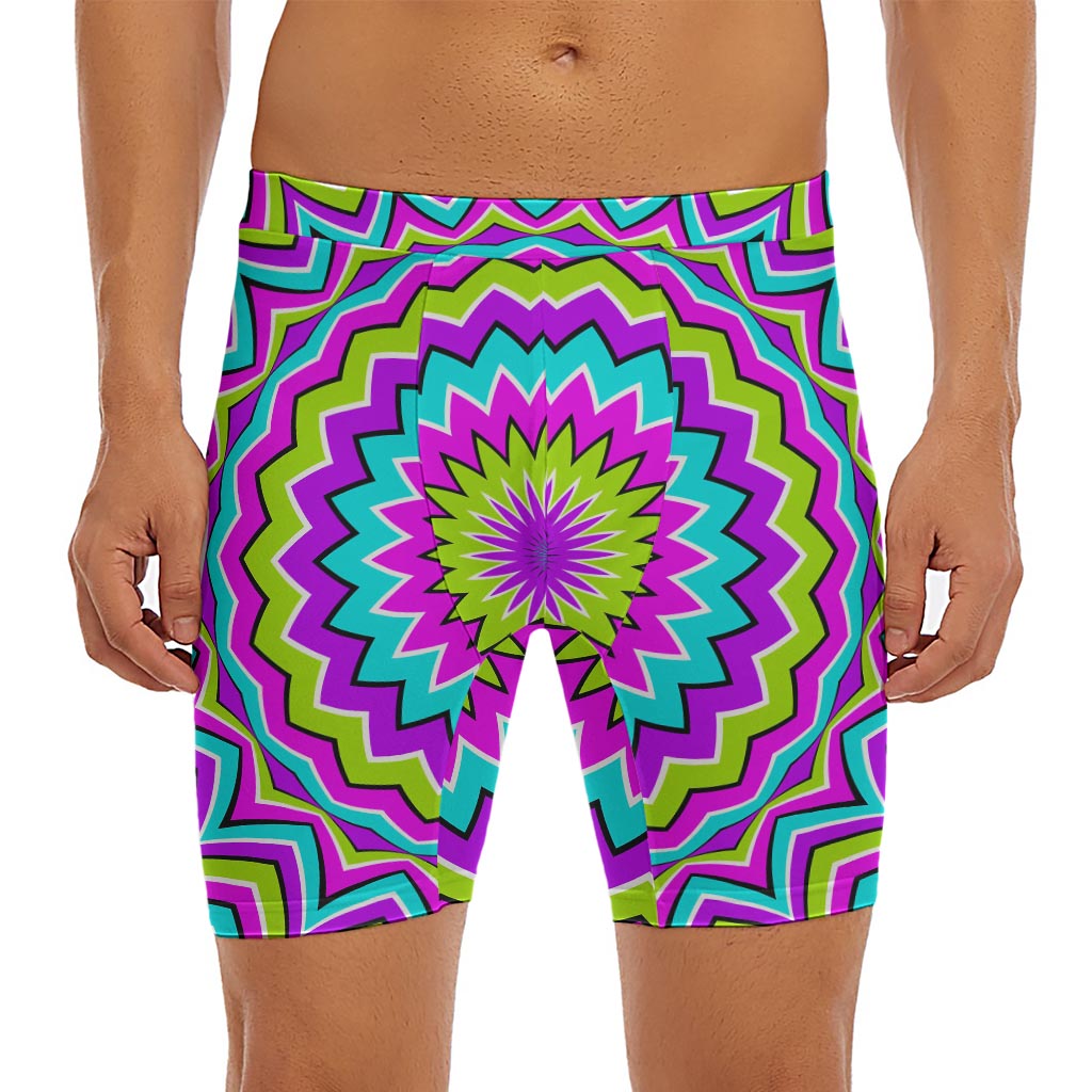 Dizzy Circle Moving Optical Illusion Men's Long Boxer Briefs