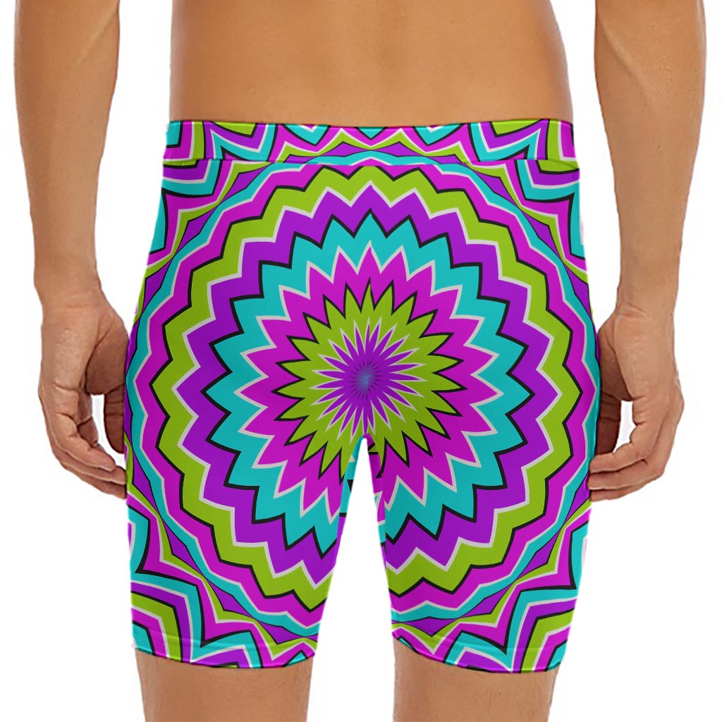Dizzy Circle Moving Optical Illusion Men's Long Boxer Briefs