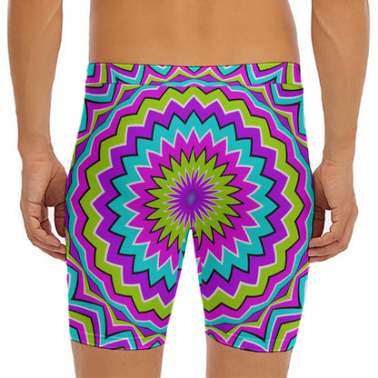 Dizzy Circle Moving Optical Illusion Men's Long Boxer Briefs