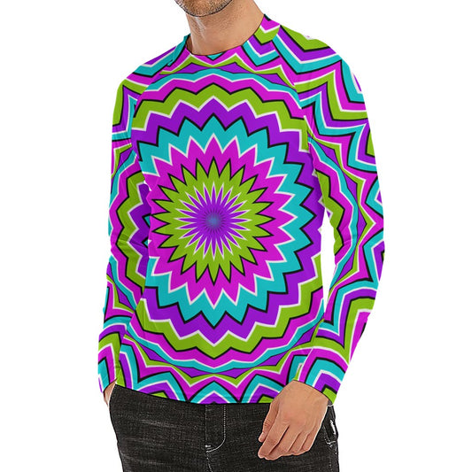 Dizzy Circle Moving Optical Illusion Men's Long Sleeve Rash Guard