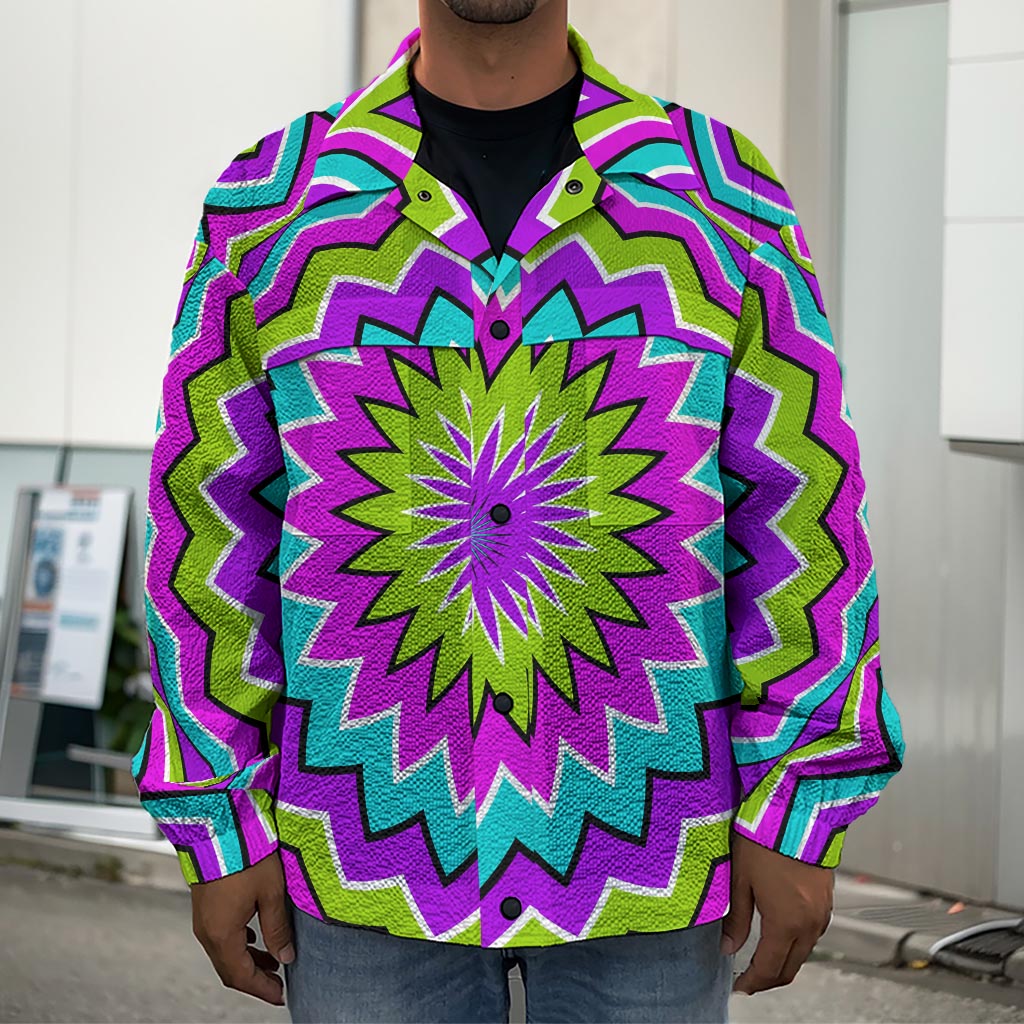 Dizzy Circle Moving Optical Illusion Men's Shirt Jacket