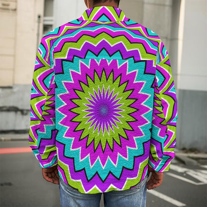 Dizzy Circle Moving Optical Illusion Men's Shirt Jacket
