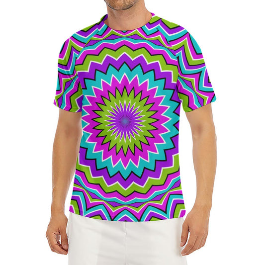 Dizzy Circle Moving Optical Illusion Men's Short Sleeve Rash Guard