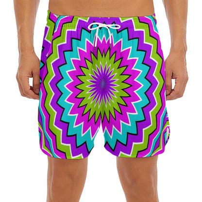 Dizzy Circle Moving Optical Illusion Men's Split Running Shorts