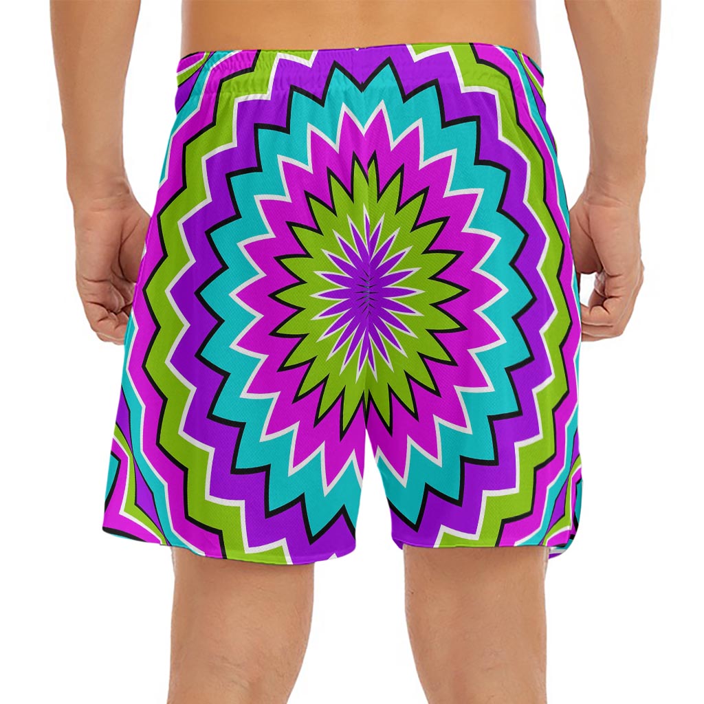 Dizzy Circle Moving Optical Illusion Men's Split Running Shorts
