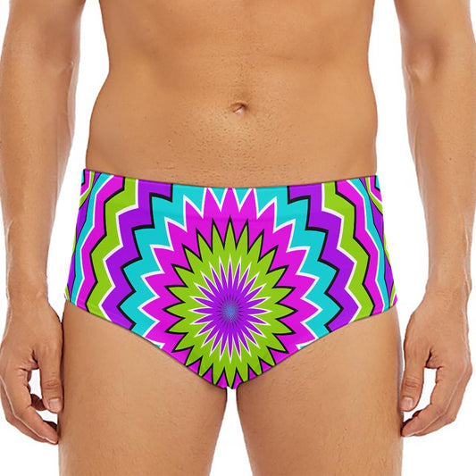 Dizzy Circle Moving Optical Illusion Men's Triangle Swim Briefs