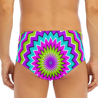 Dizzy Circle Moving Optical Illusion Men's Triangle Swim Briefs