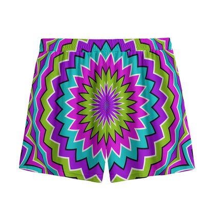 Dizzy Circle Moving Optical Illusion Mesh Shorts